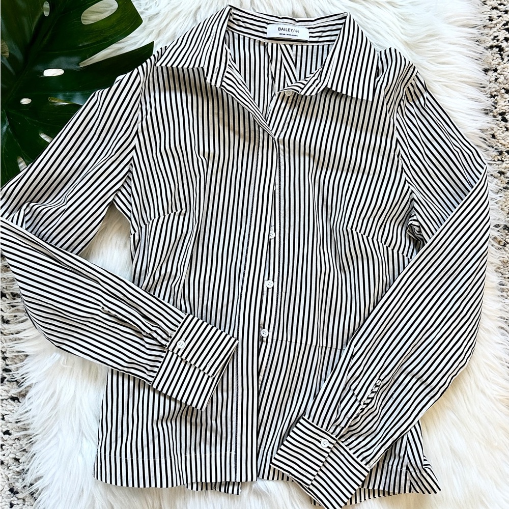 NWOT Bailey 44 Black and White Striped Top